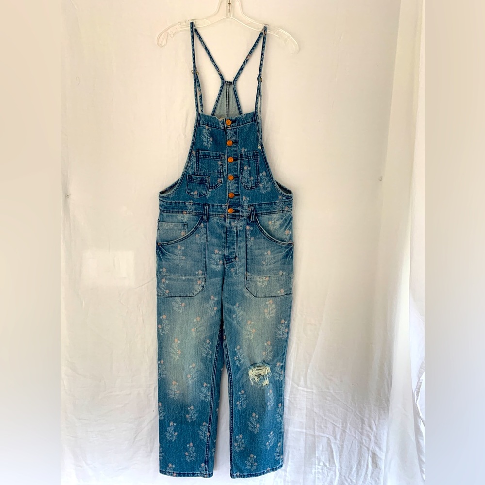 Anthropologie Pilcro pink flower print Overalls 28